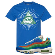 Light Blue Green AMRC 95s T Shirt | All Seeing Eye, Royal Blue