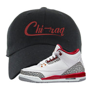 Cardinal Red 3s Dad Hat | Chiraq, Black