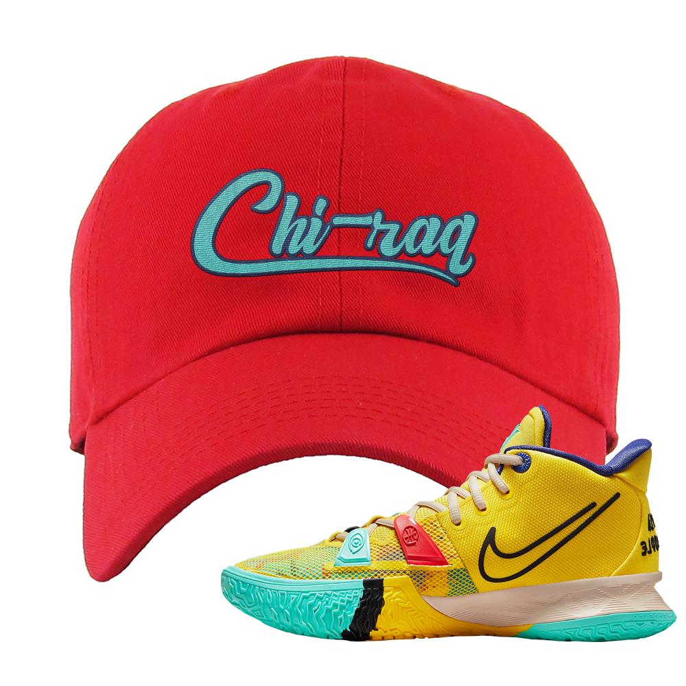 1 World 1 People Yellow 7s Dad Hat | Chiraq, Red