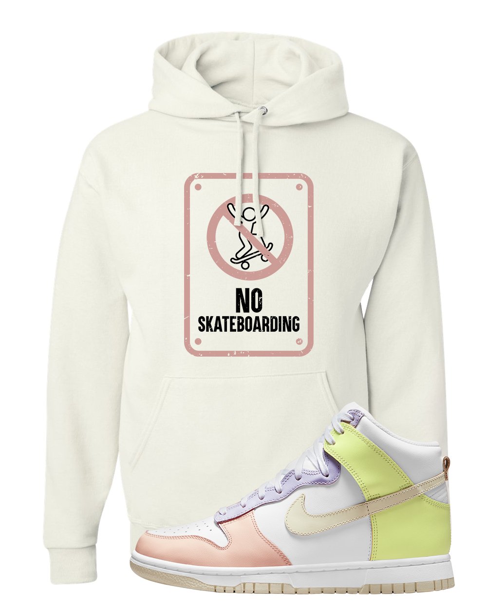 Cashmere High Dunks Hoodie | No Skating Sign, White