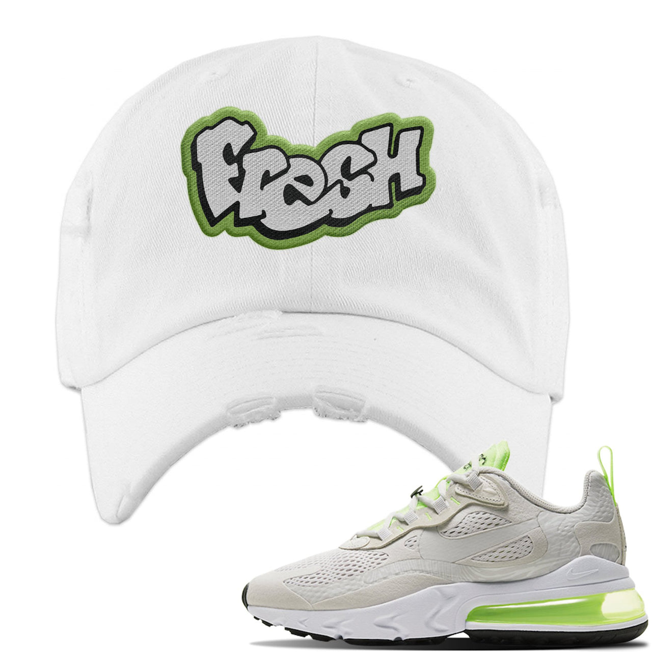 Ghost Green React 270s Distressed Dad Hat | Fresh, White