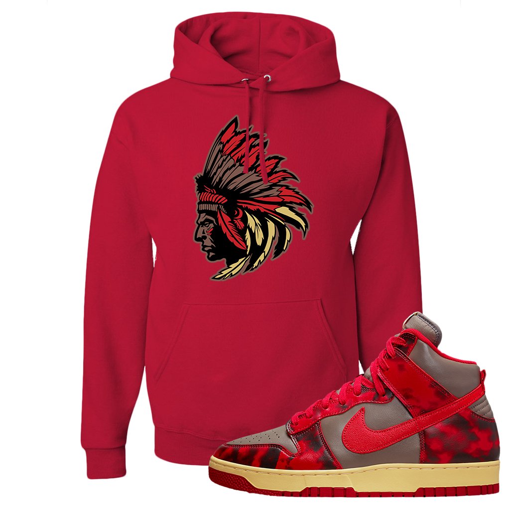 Acid Wash Red 1985 High Dunks Hoodie | Indian Chief, Red