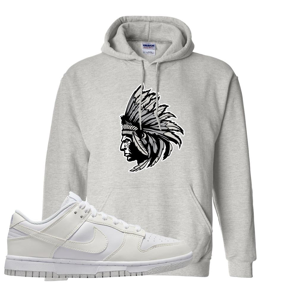 Move To Zero White Low Dunks Hoodie | Indian Chief, Ash