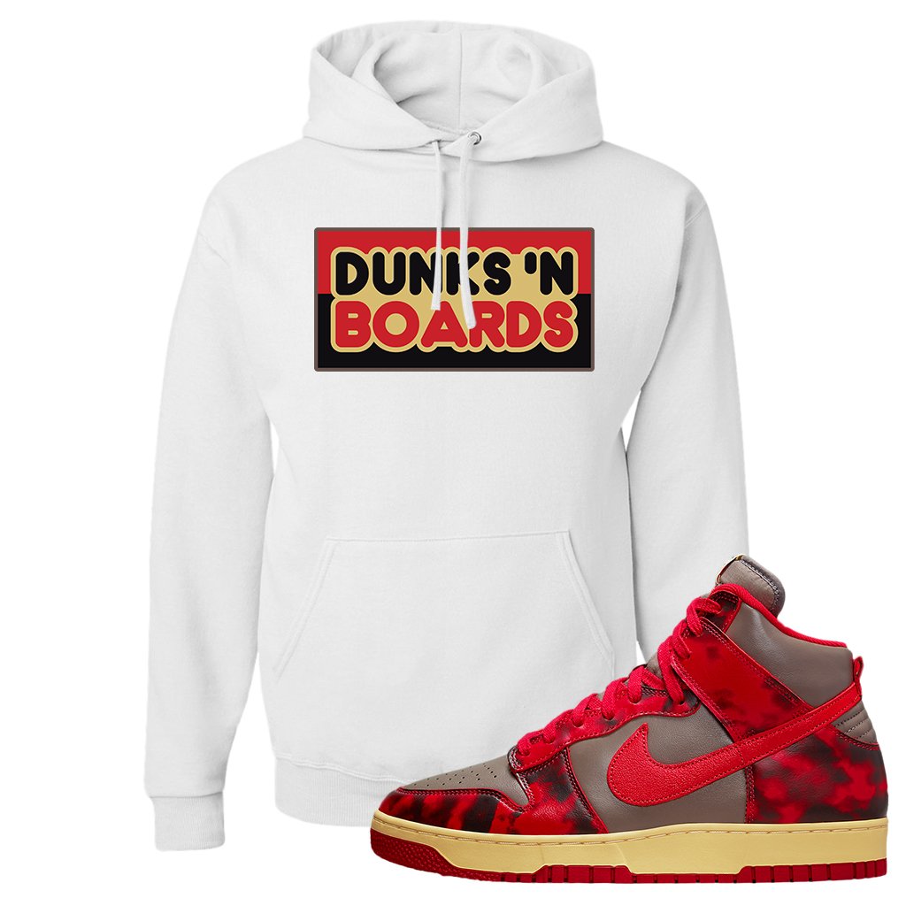 Acid Wash Red 1985 High Dunks Hoodie | Dunks N Boards, White