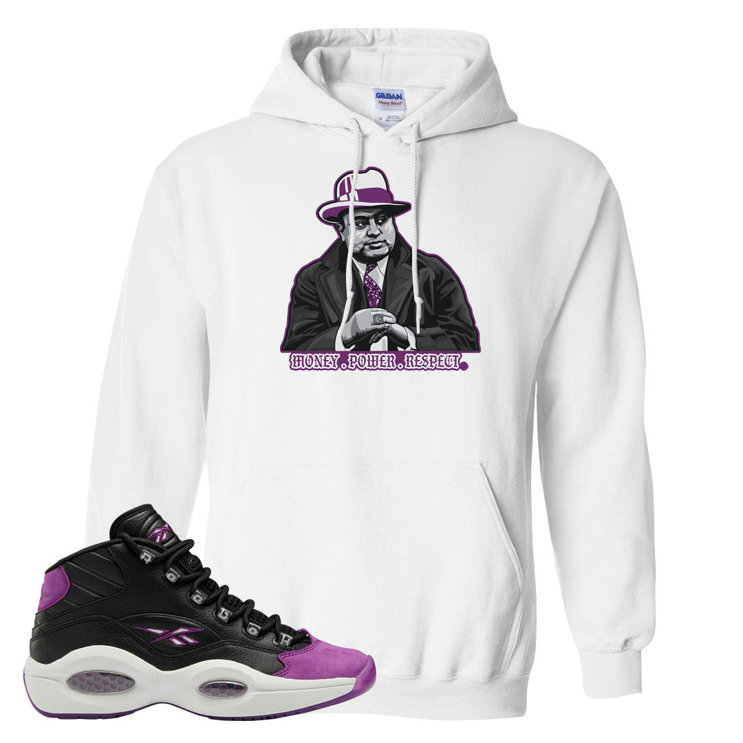Eggplant Mid Questions Hoodie | Capone Illustration, White