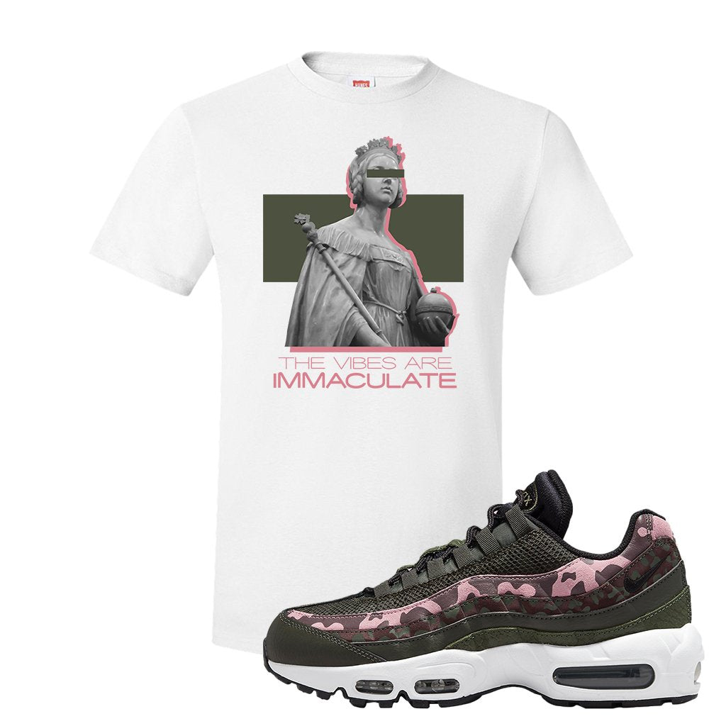 Olive Pink Camo 95s T Shirt | The Vibes Are Immaculate, White