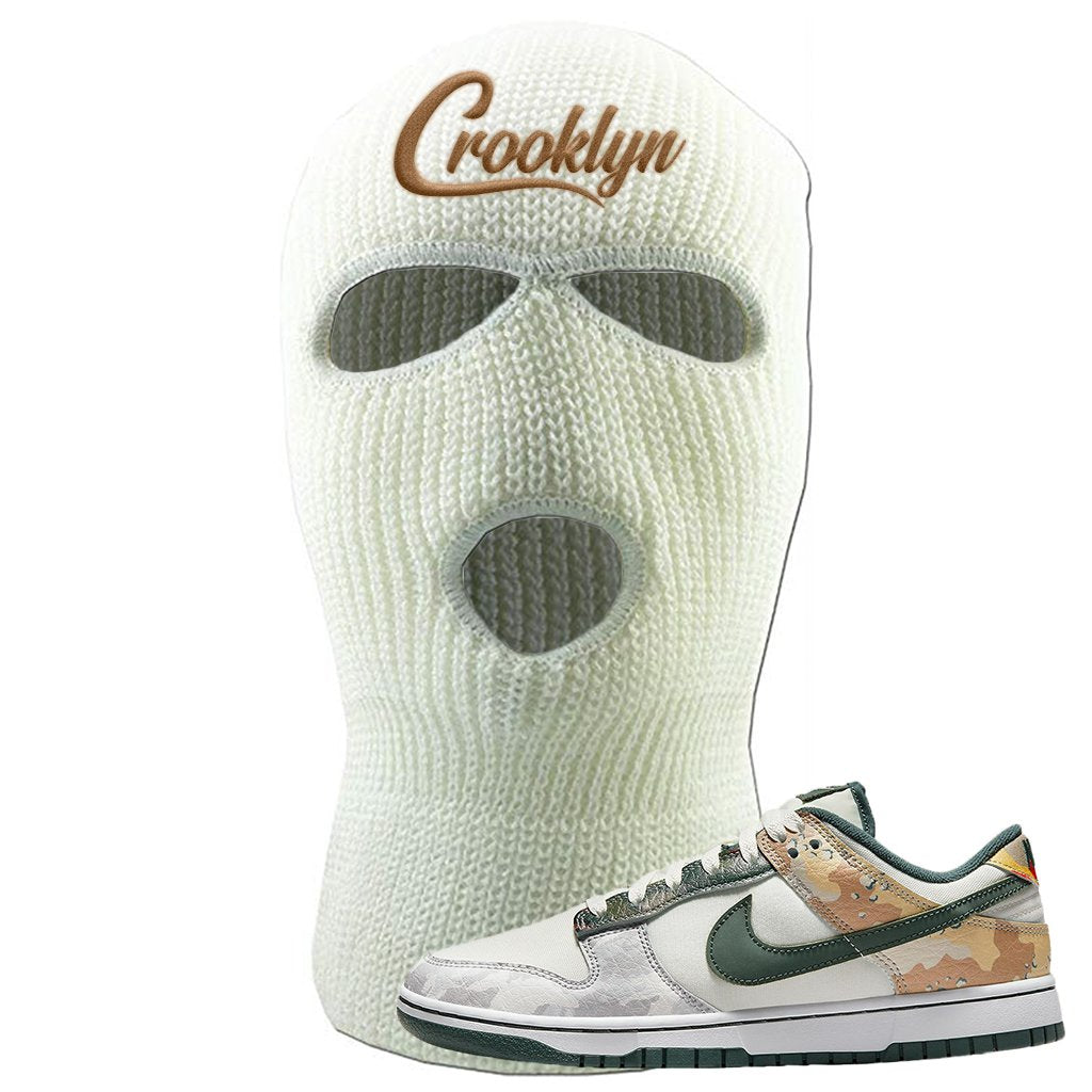 Camo Low Dunks Ski Mask | Crooklyn, White