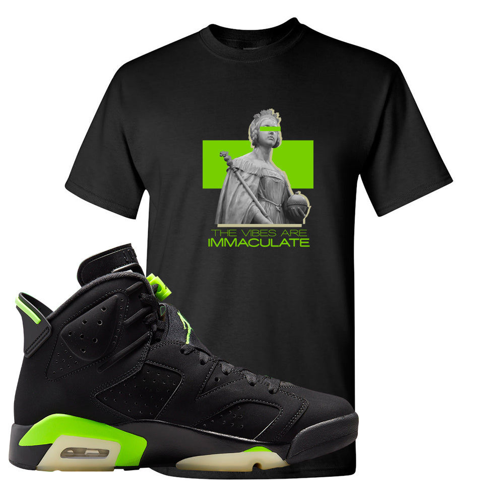Electric Green 6s T Shirt | The Vibes Are Immaculate, Black