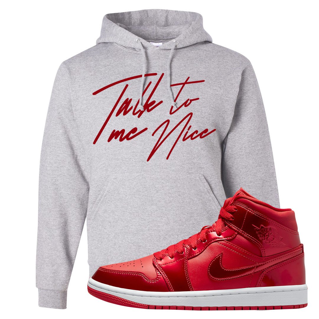 University Red Pomegranate Mid 1s Hoodie | Talk To Me Nice, Ash