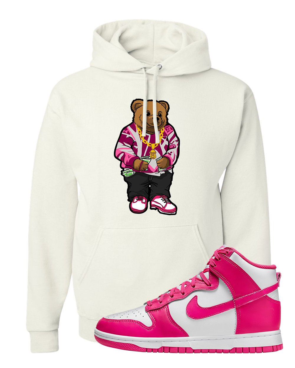 Pink Prime High Dunks Hoodie | Sweater Bear, White