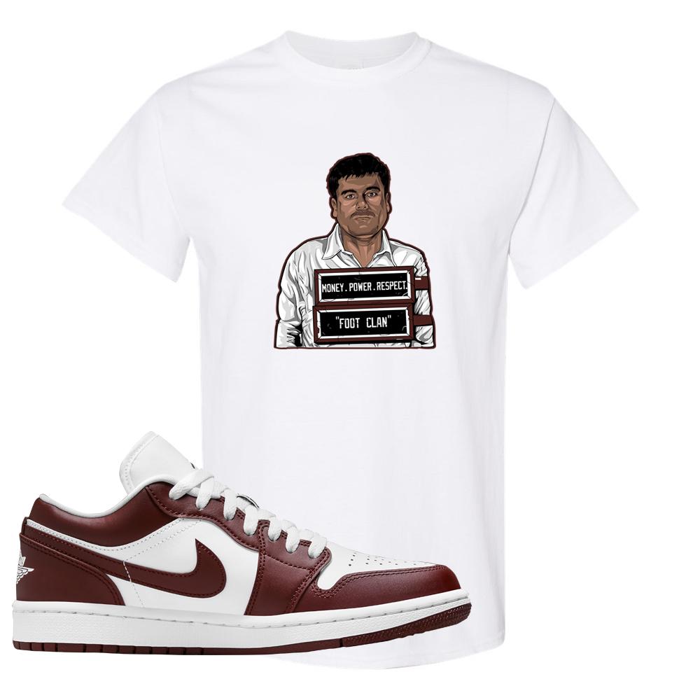 Air Jordan 1 Low Team Red T Shirt | El Chapo Illustration, White