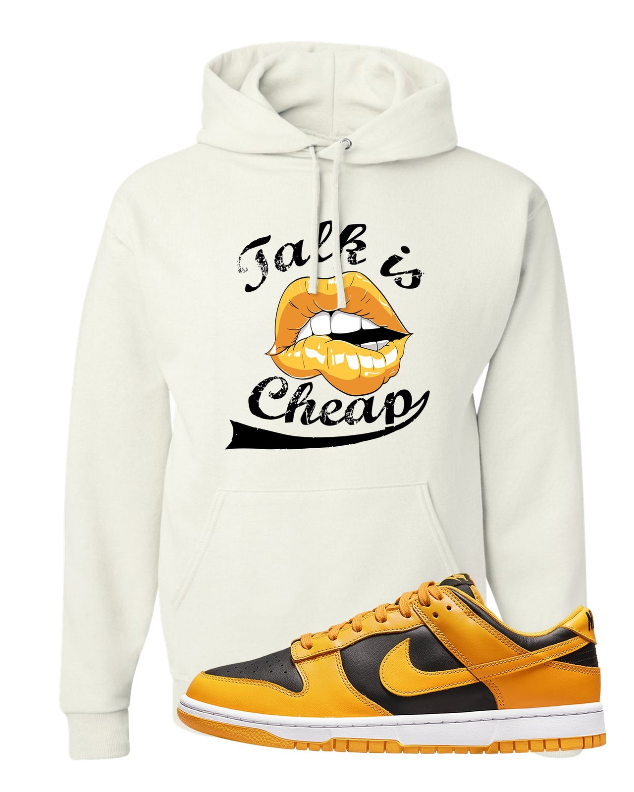 Goldenrod Low Dunks Hoodie | Talk Is Cheap, White
