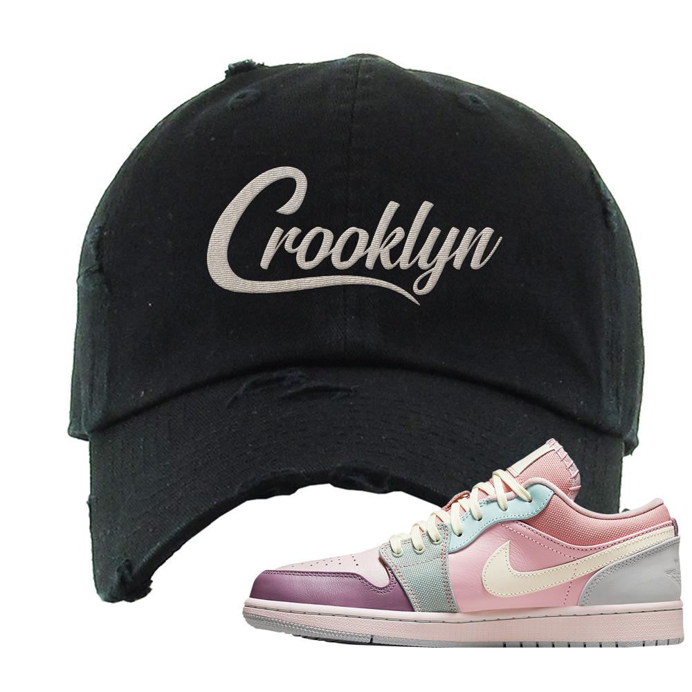 Air Jordan 1 Low Pastel Distressed Dad Hat | Crooklyn, Black