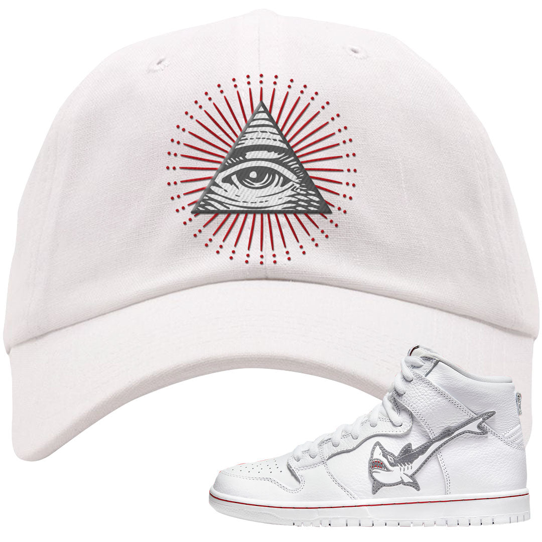 Shark High Dunks Dad Hat | All Seeing Eye, White