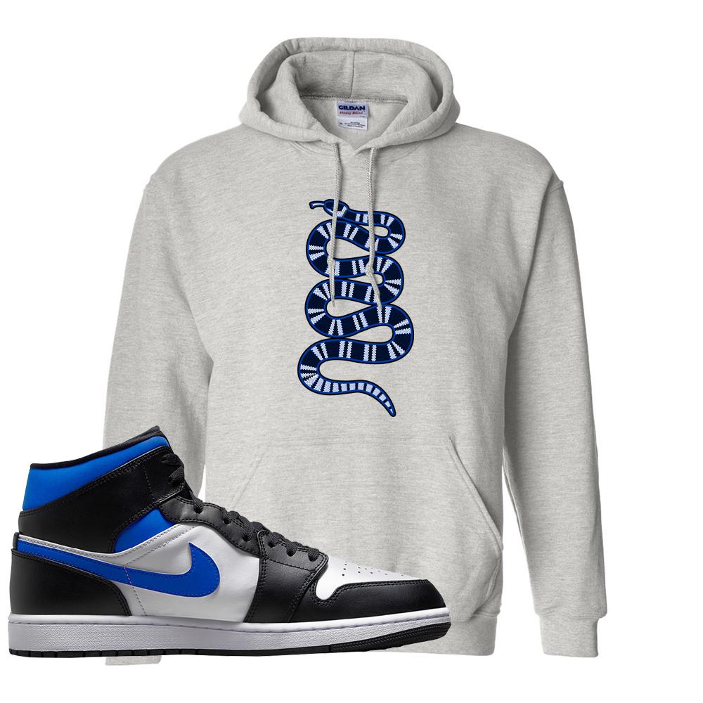 Air Jordan 1 Mid Royal Hoodie | Coiled Snake, Ash