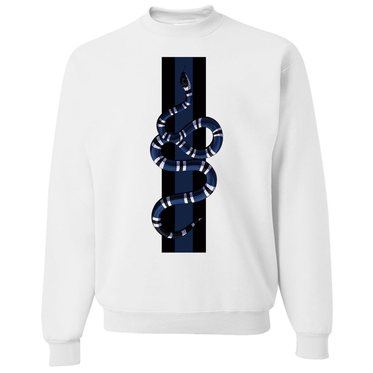 Snakeskin Low Blue 11s Crewneck Sweater | Coiled Snake, White