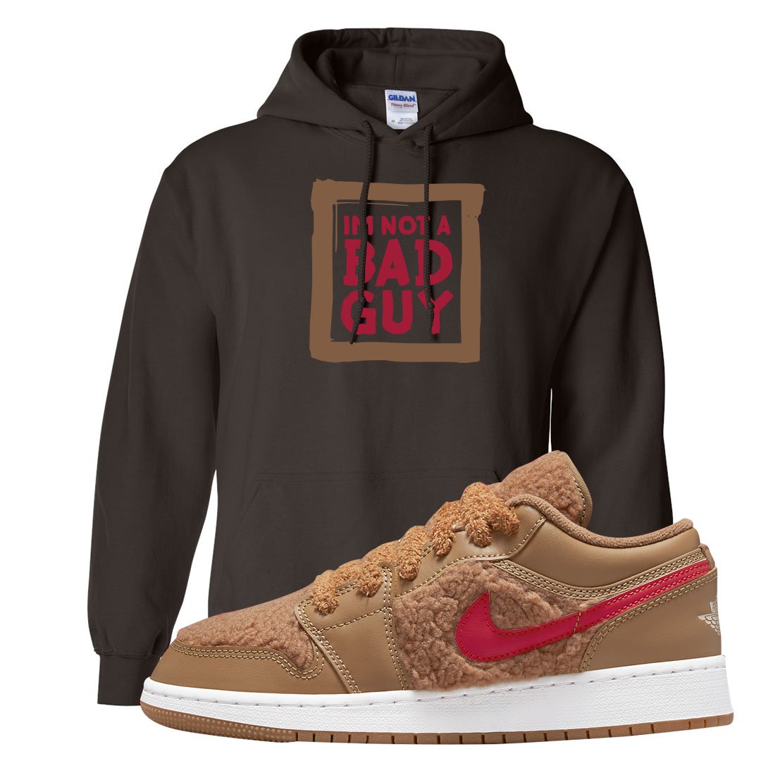 Teddy Bear Low 1s Hoodie | I'm Not A Bad Guy, Chocolate