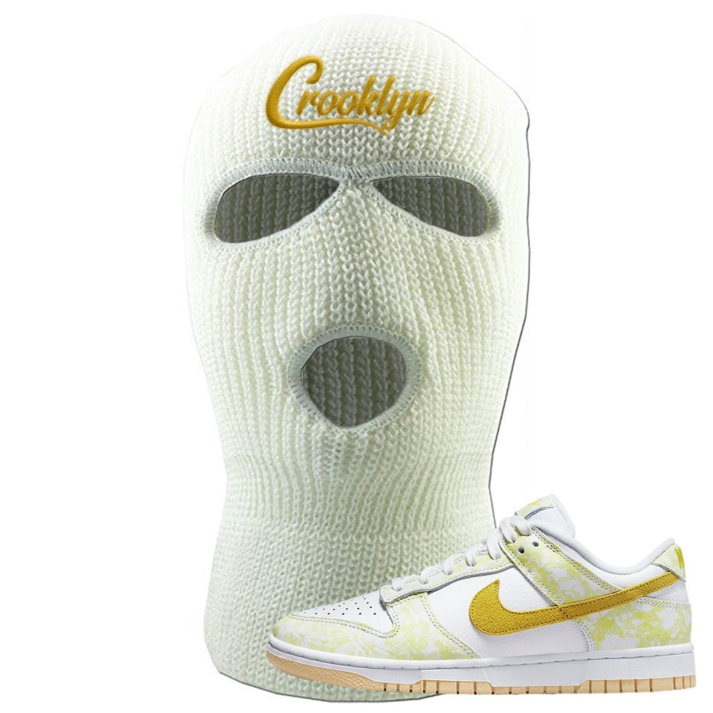 Yellow Strike Low Dunks Ski Mask | Crooklyn, White