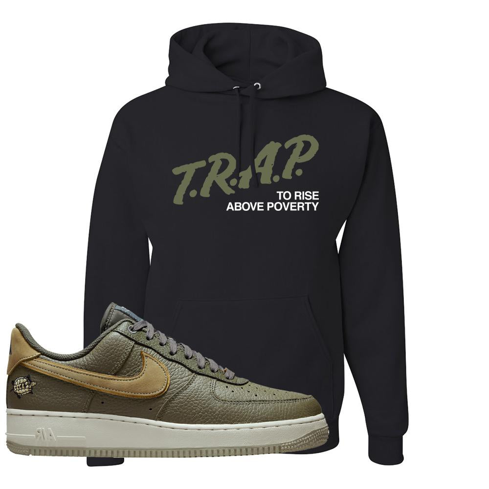 Tortoise Low AF1s Hoodie | Trap To Rise Above Poverty, Black