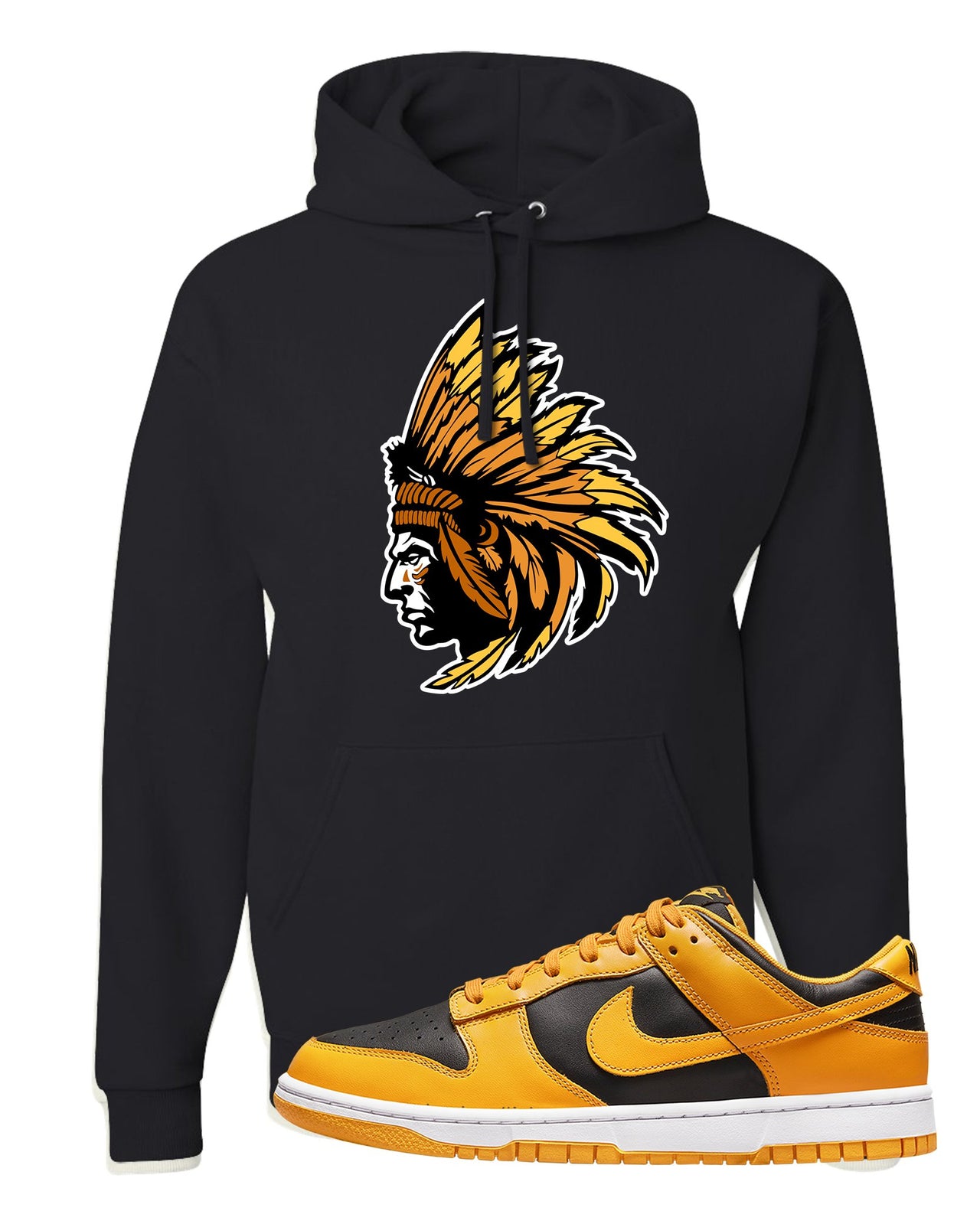 Goldenrod Low Dunks Hoodie | Indian Chief, Black