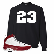 Jordan 9 Gym Red Jordan 9 23 Black Sneaker Hook Up Crewneck Sweatshirt