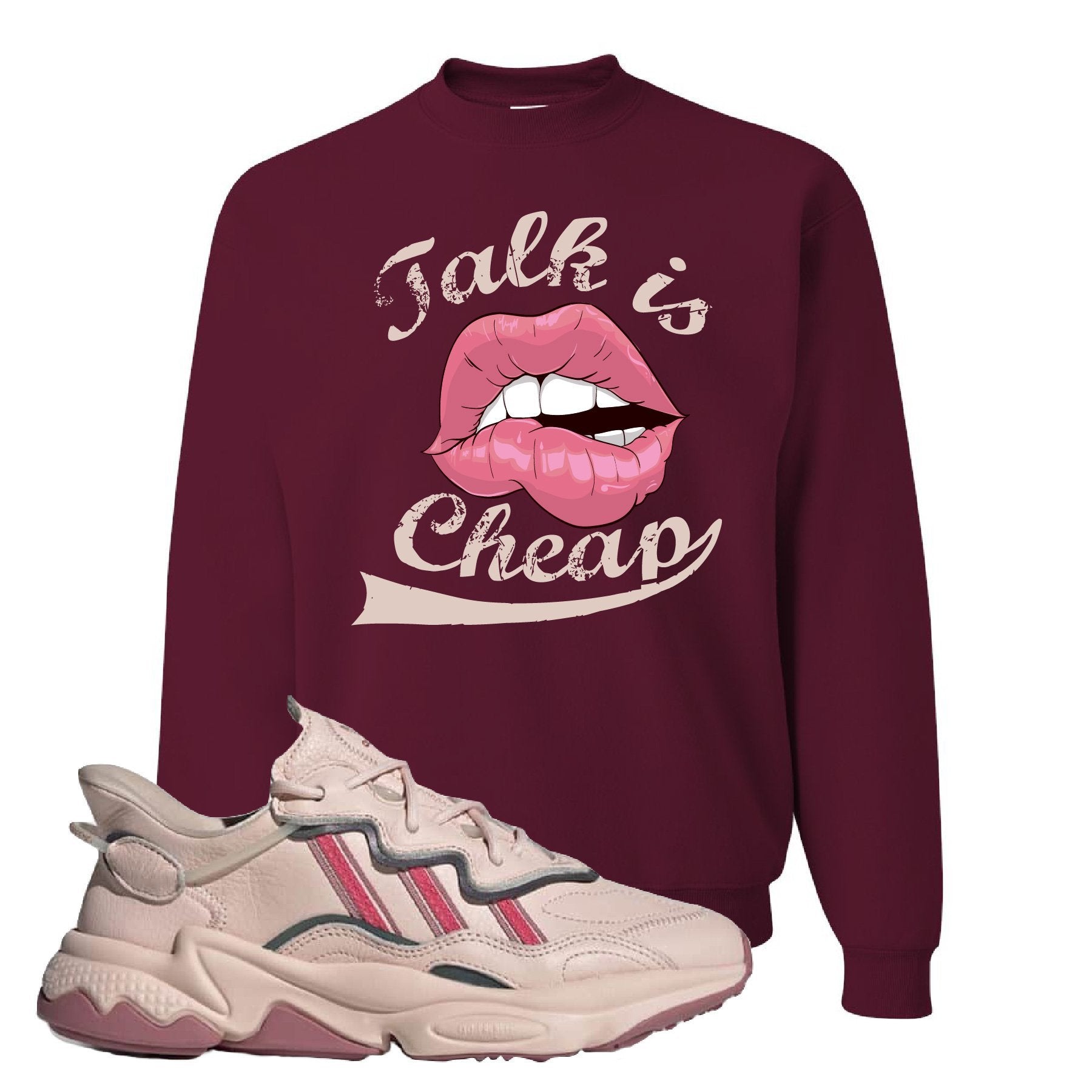 Adidas WMNS Ozweego Icy Pink Talk Is Cheap Maroon Sneaker Hook Up Crewneck Sweatshirt