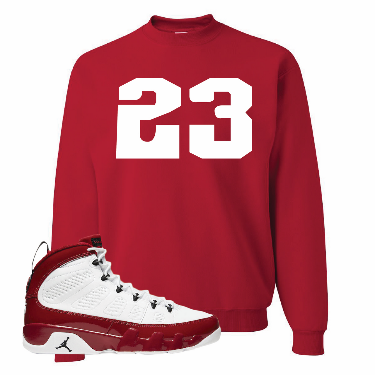 Jordan 9 Gym Red Jordan 9 23 Red Sneaker Hook Up Crewneck Sweatshirt