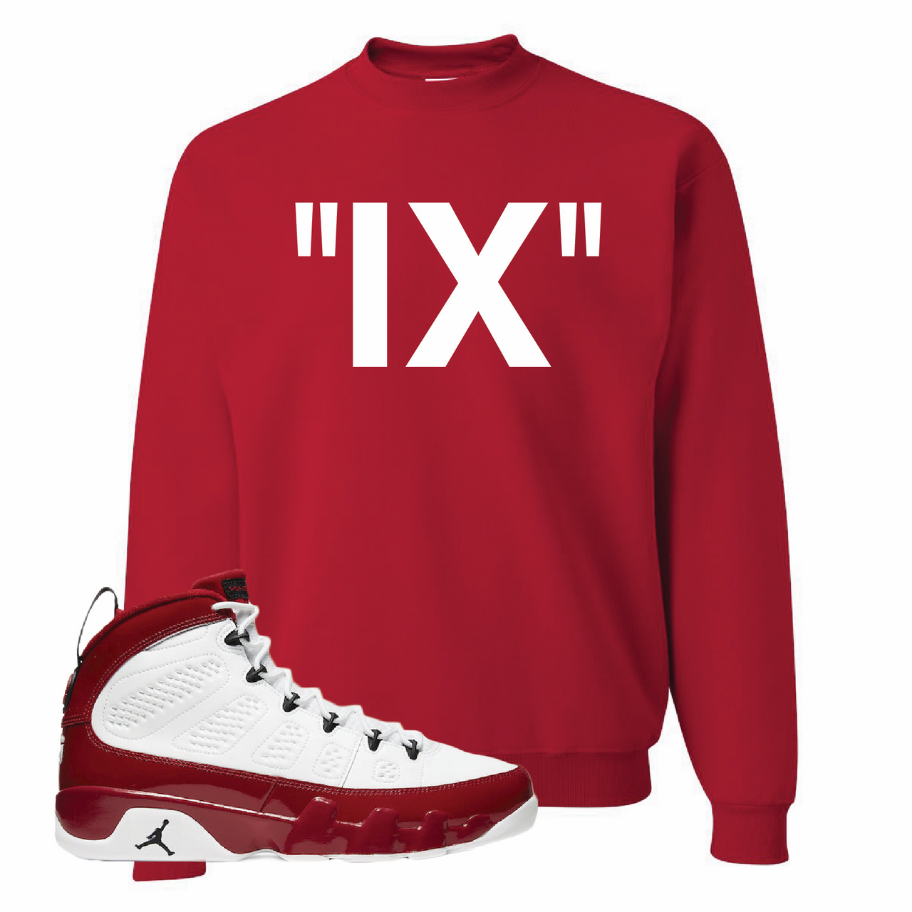 Jordan 9 Gym Red IX Red Sneaker Hook Up Crewneck Sweatshirt