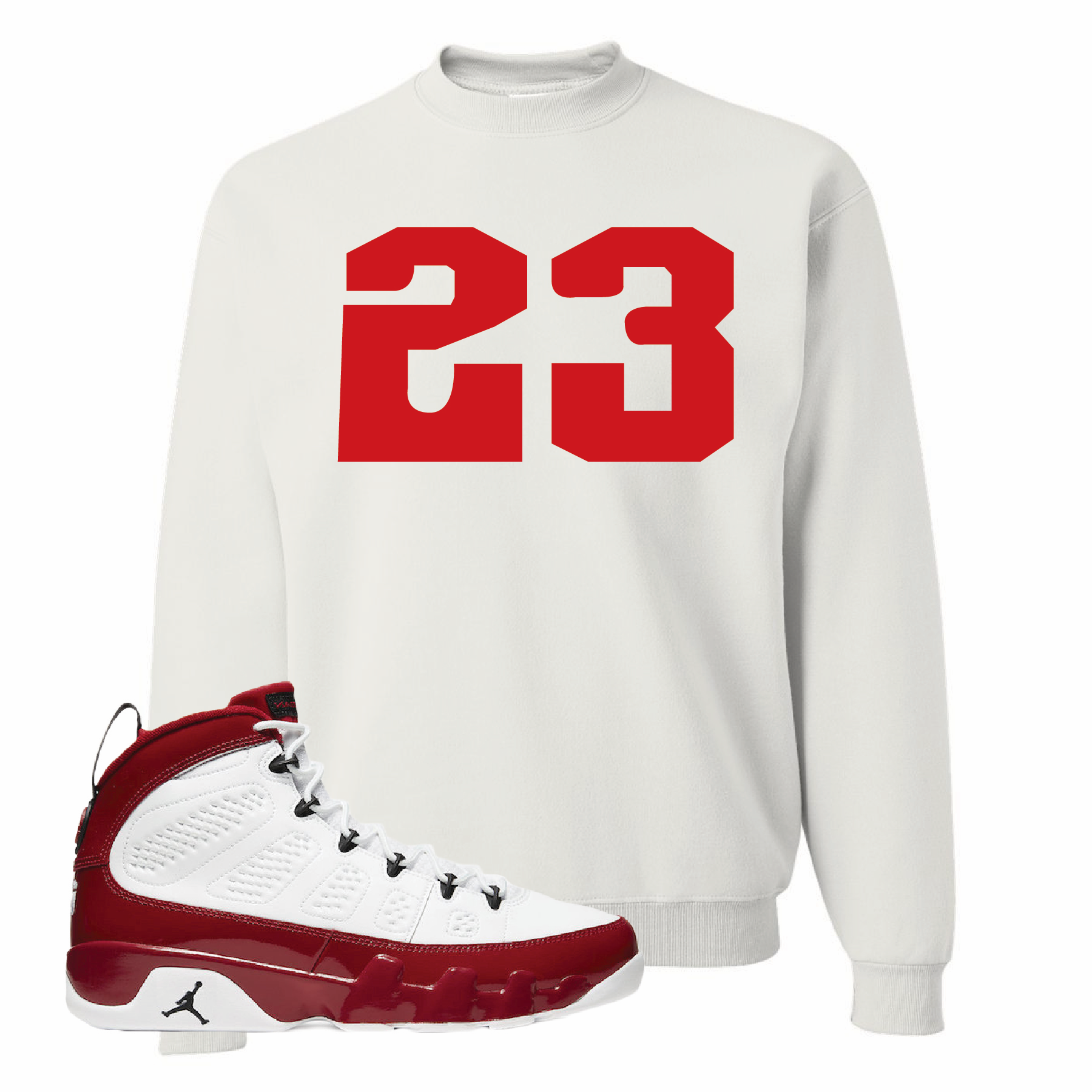 Jordan 9 Gym Red Jordan 9 23 White Sneaker Hook Up Crewneck Sweatshirt