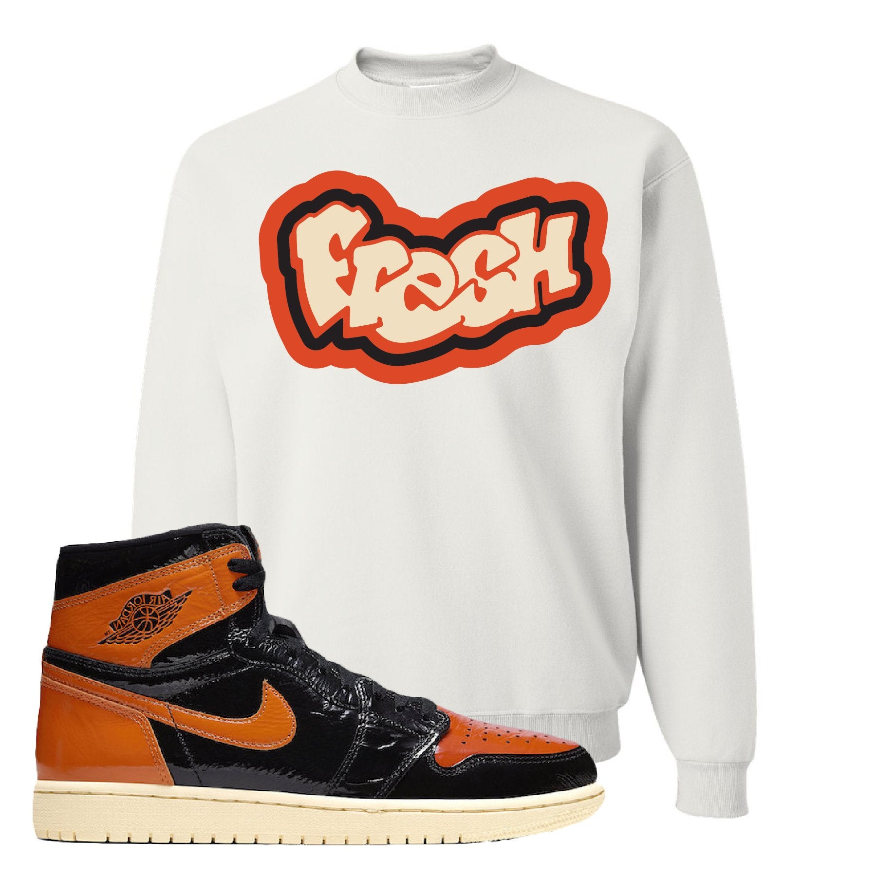 Jordan 1 Shattered Backboard Fresh White Sneaker Hook Up Crewneck Sweatshirt