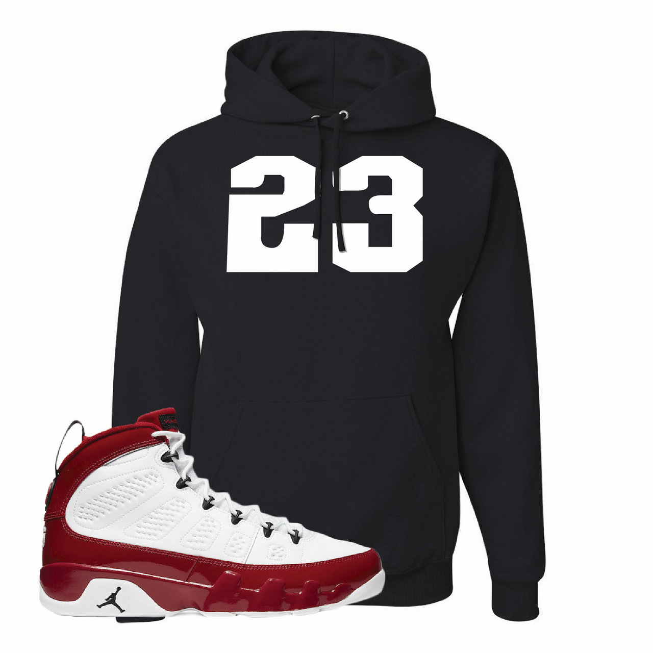 Jordan 9 Gym Red Jordan 9 23 Black Sneaker Hook Up Pullover Hoodie