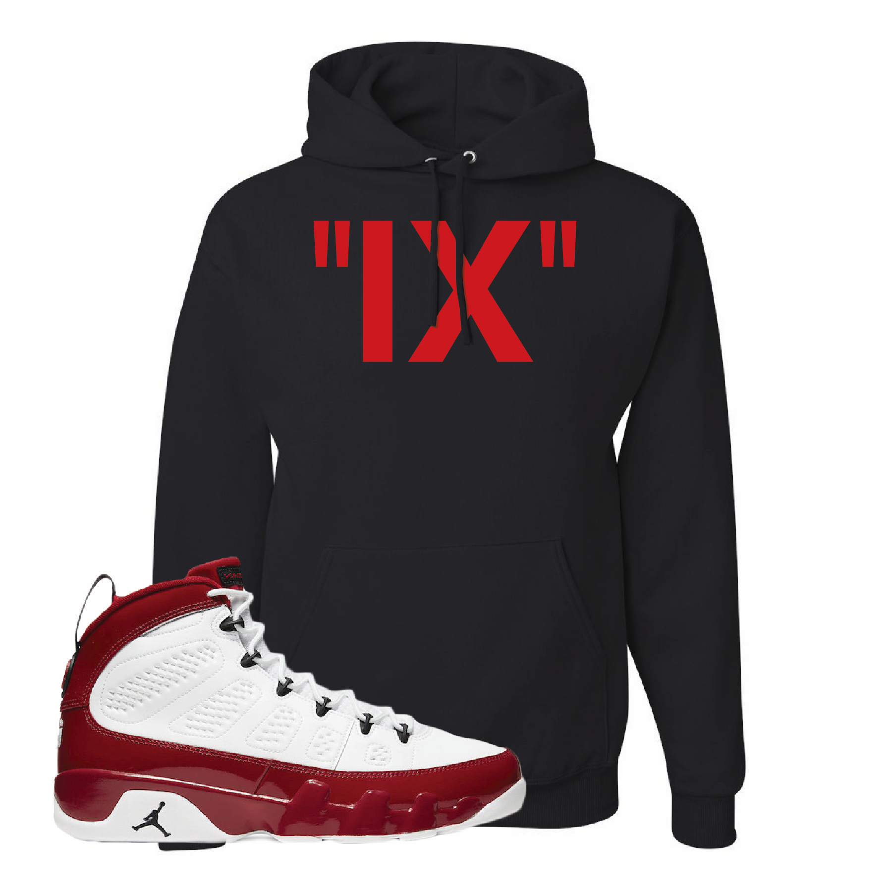 Jordan 9 Gym Red IX Black Sneaker Hook Up Pullover Hoodie