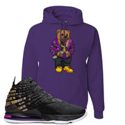Lebron 17 Lakers Sweater Bear Deep Purple Sneaker Hook Up Pullover Hoodie