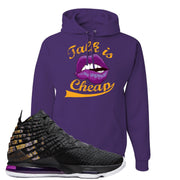 Lebron 17 Lakers Talk Is Cheap Deep Purple Sneaker Hook Up Pullover Hoodie