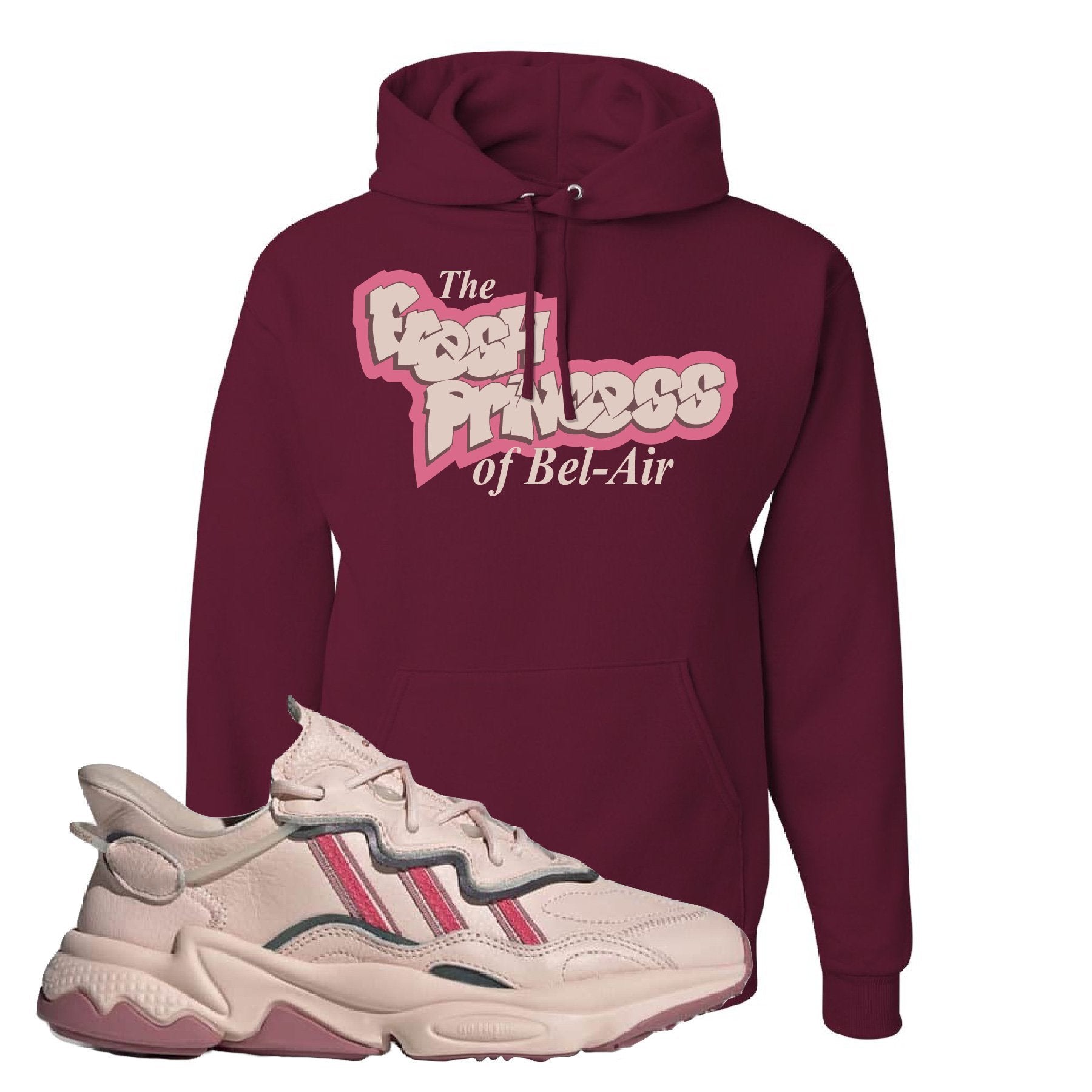 Adidas WMNS Ozweego Icy Pink Fresh Princess of Bel Air Maroon Sneaker Hook Up Pullover Hoodie