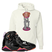 Jordan 7 WMNS Black Patent Leather The World Is Yours Statue White Sneaker Hook Up Pullover Hoodie