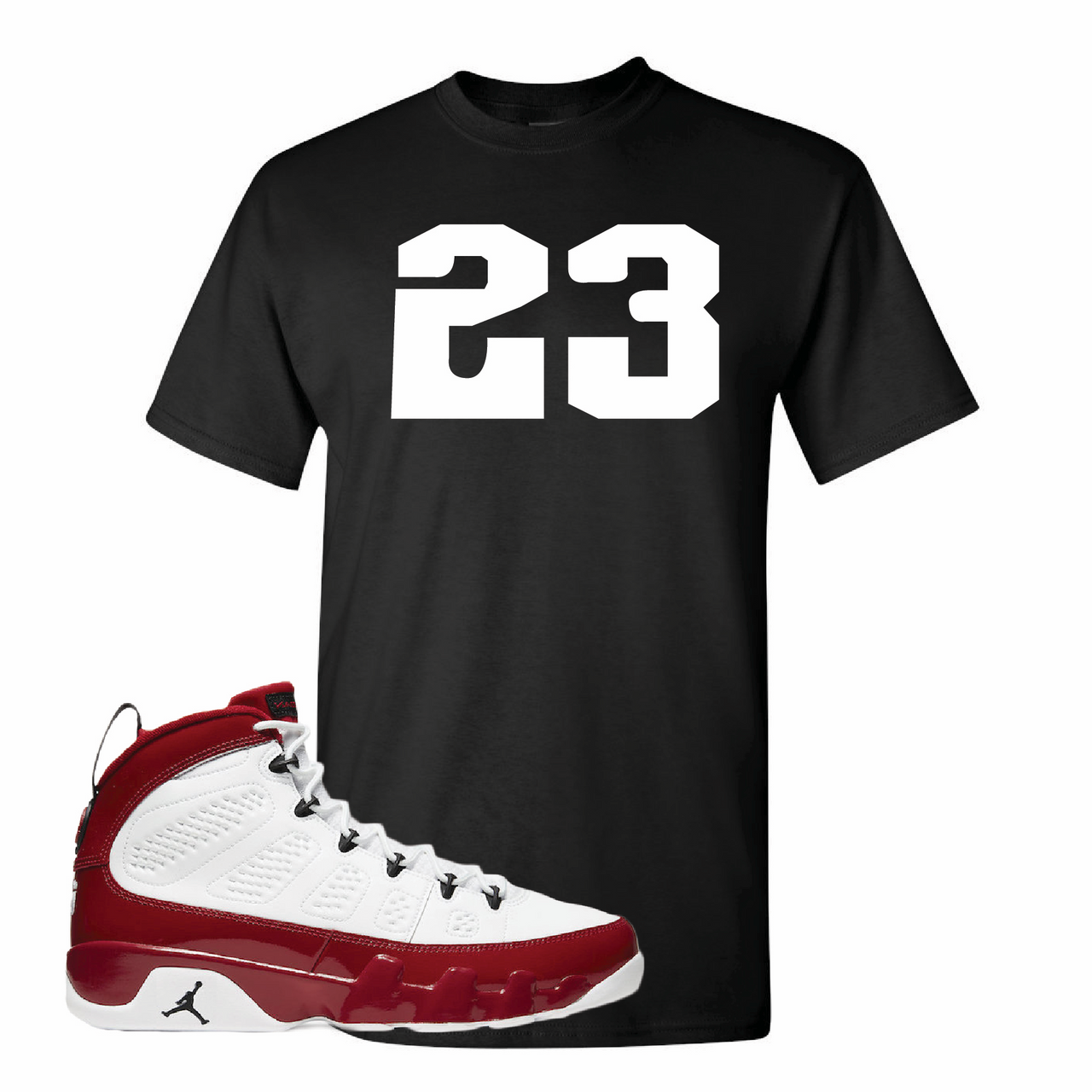 Jordan 9 Gym Red Jordan 9 23 Black Sneaker Hook Up Tee Shirt