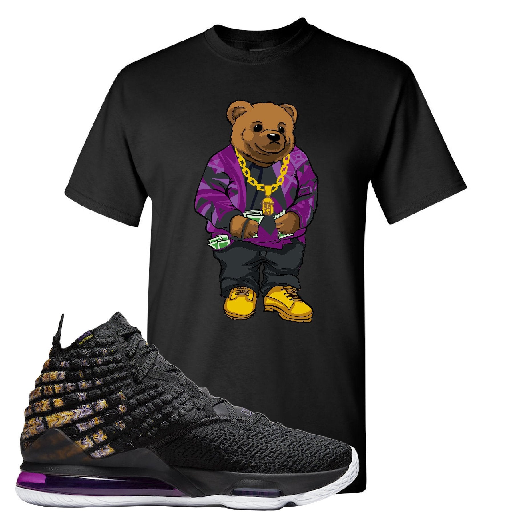 Lebron 17 Lakers Sweater Bear Black Sneaker Hook Up T-Shirt