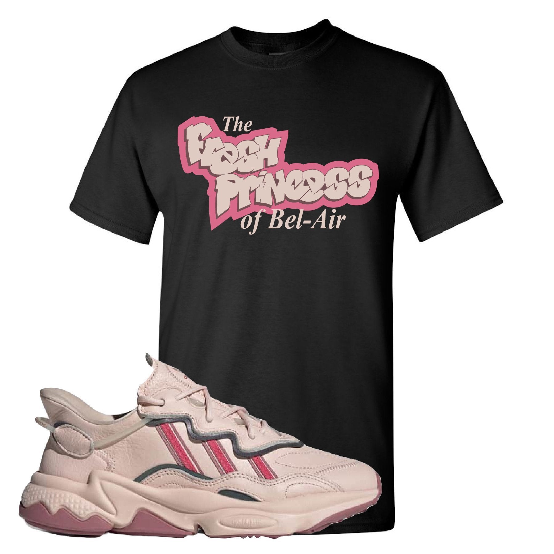 Adidas WMNS Ozweego Icy Pink Fresh Princess of Bel Air Black Sneaker Hook Up Tee Shirt