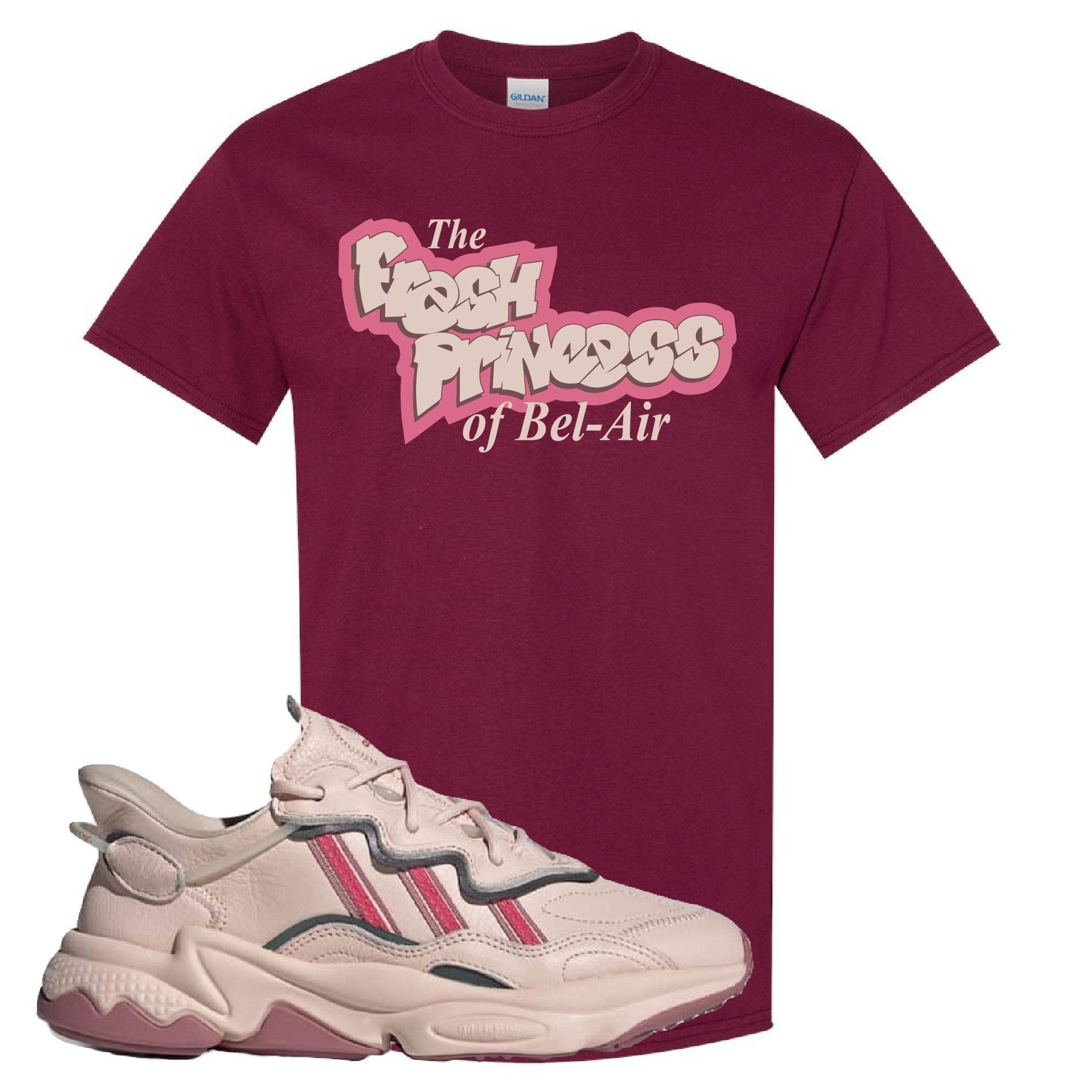 Adidas WMNS Ozweego Icy Pink Fresh Princess of Bel Air Maroon Sneaker Hook Up Tee Shirt