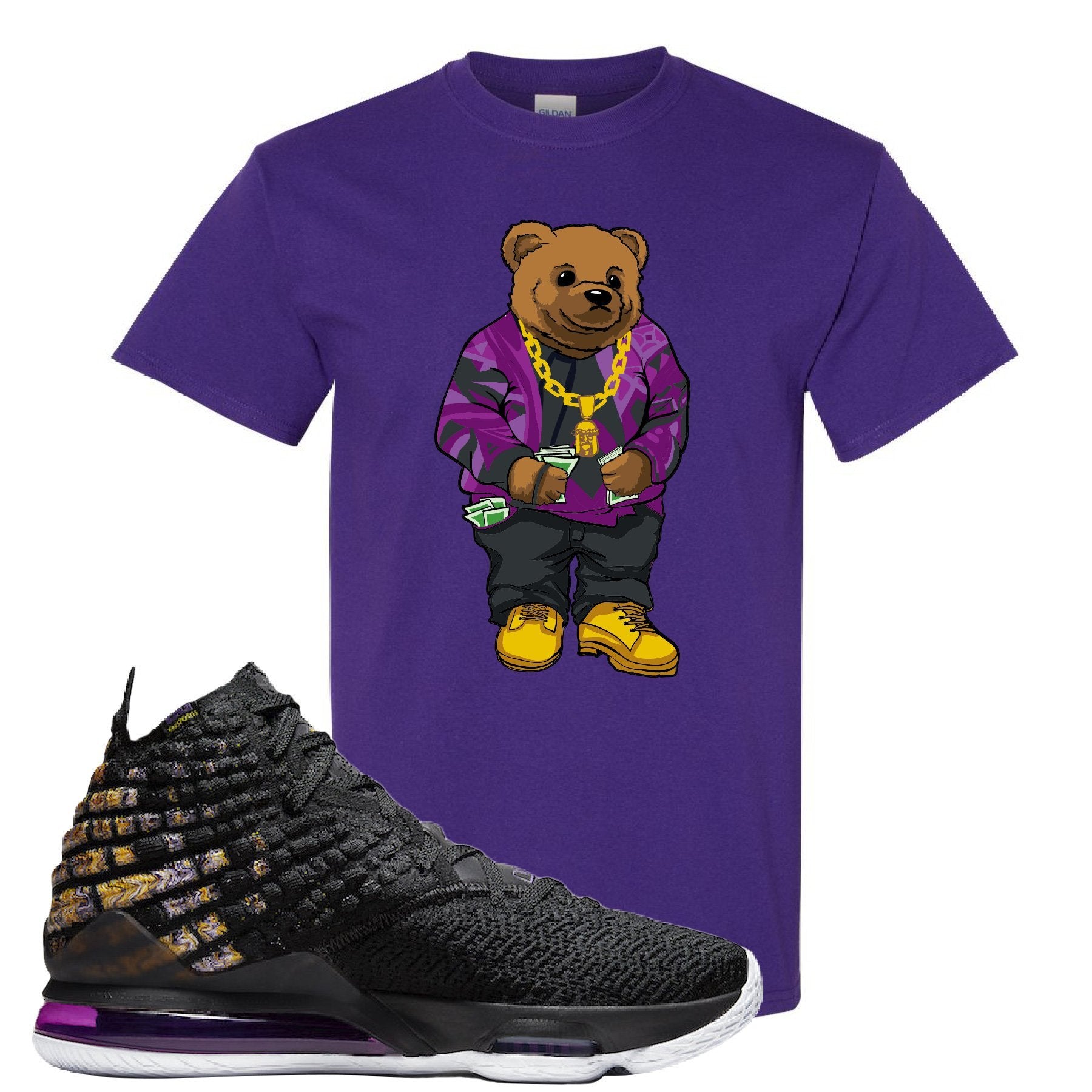 Lebron 17 Lakers Sweater Bear Purple Sneaker Hook Up T-Shirt