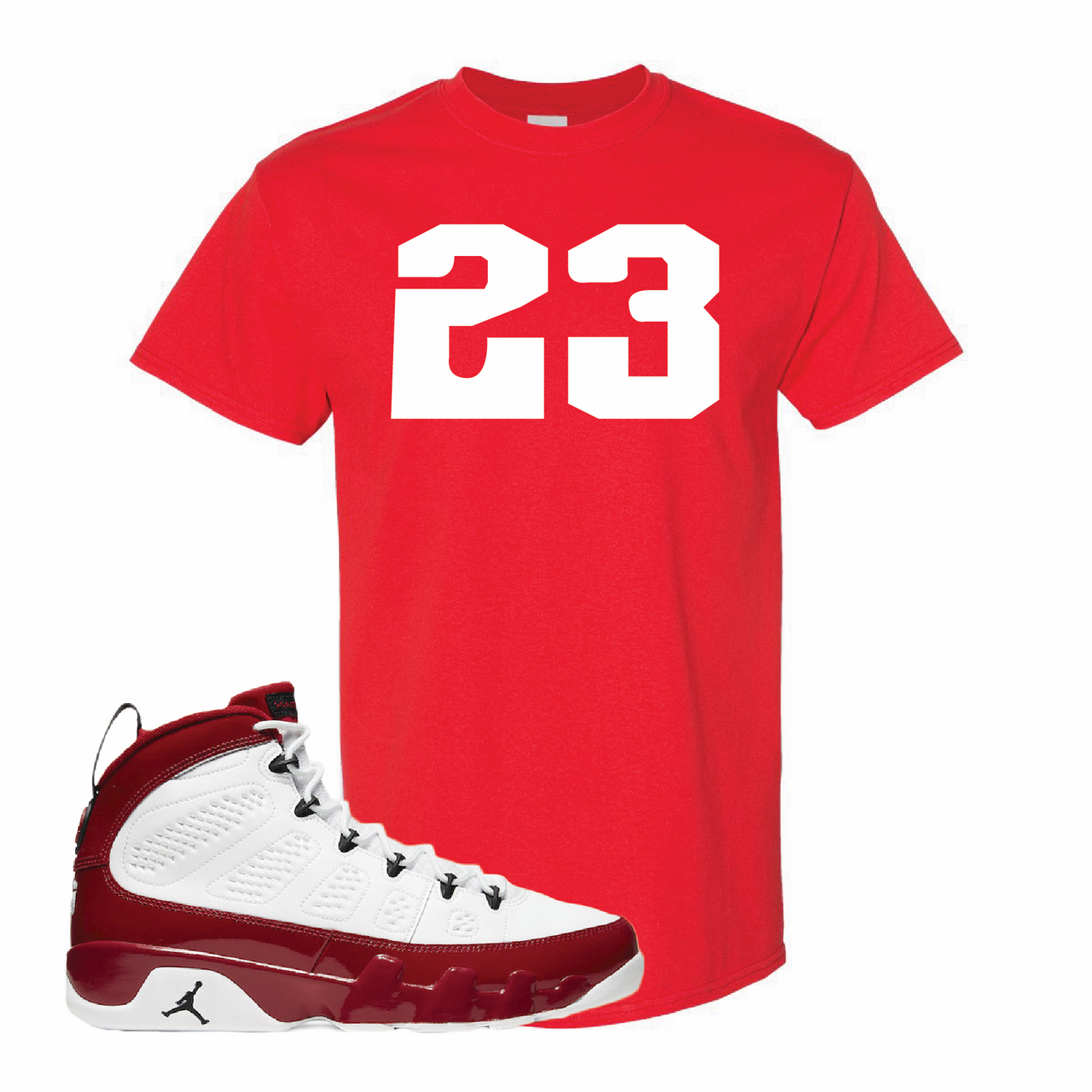 Jordan 9 Gym Red Jordan 9 23 Red Sneaker Hook Up Tee Shirt