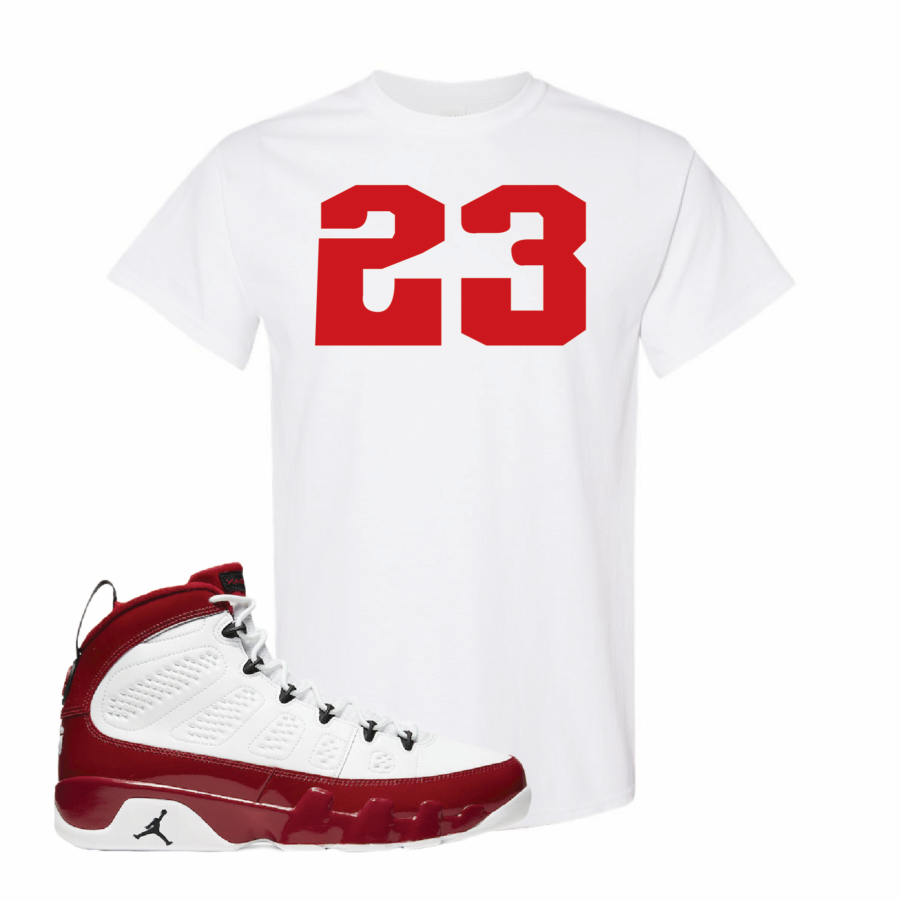 Jordan 9 Gym Red Jordan 9 23 White Sneaker Hook Up Tee Shirt