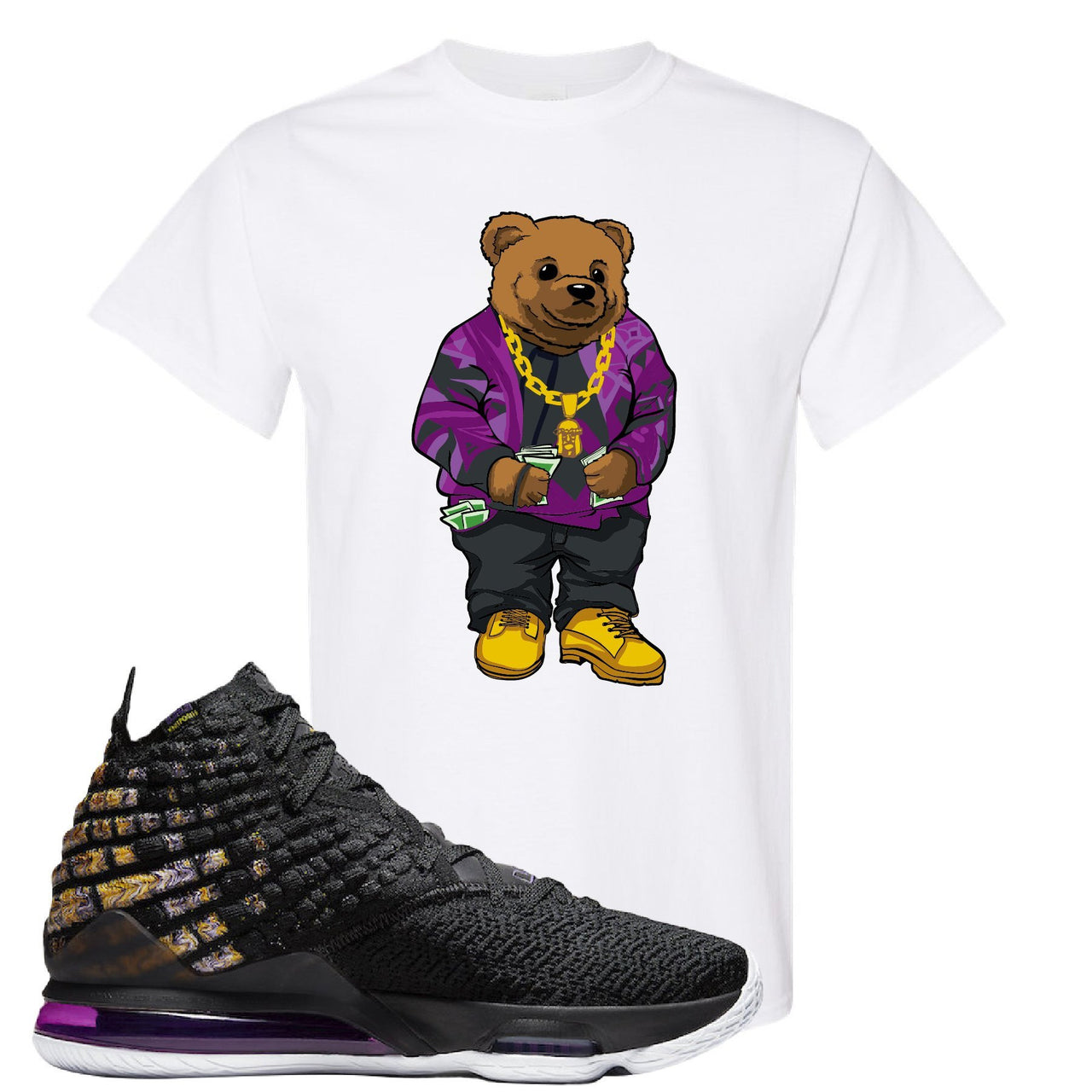 Lebron 17 Lakers Sweater Bear White Sneaker Hook Up T-Shirt