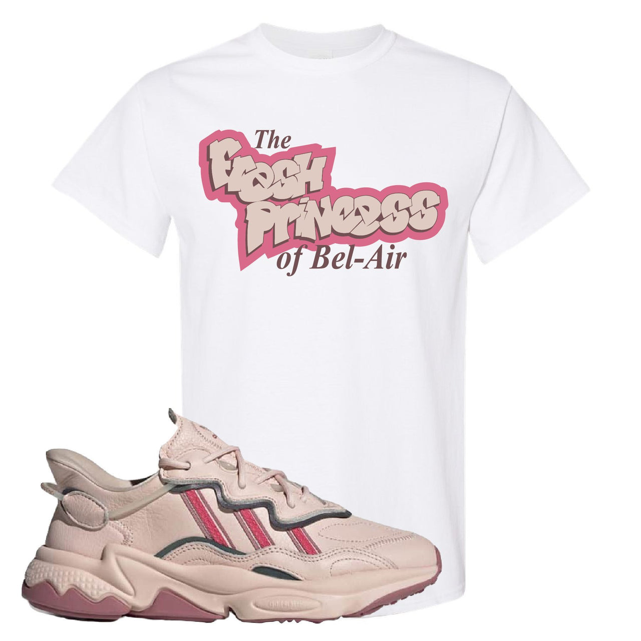 Adidas WMNS Ozweego Icy Pink Fresh Princess of Bel Air White Sneaker Hook Up Tee Shirt