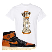 Jordan 1 Shattered Backboard The World is Yours Statue White Sneaker Hook Up T-Shirt