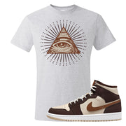 Brown Fleece Mid 1s T Shirt | All Seeing Eye, Ash