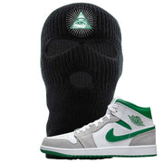 Light Smoke Pine Green Mid 1s Ski Mask | All Seeing Eye, Black