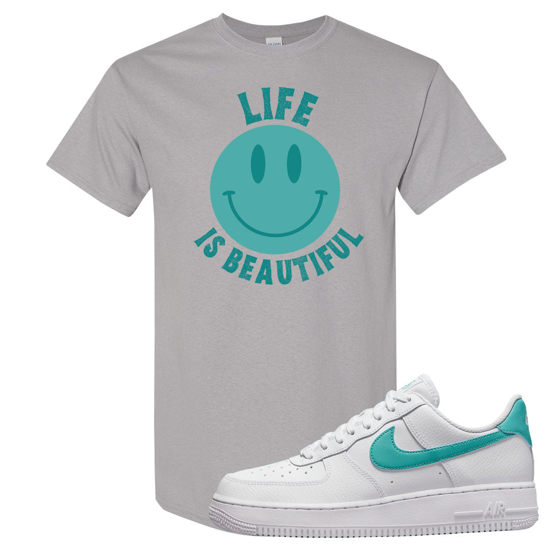 Washed Teal Low 1s T Shirt | Smile Life Is Beautiful, Gravel