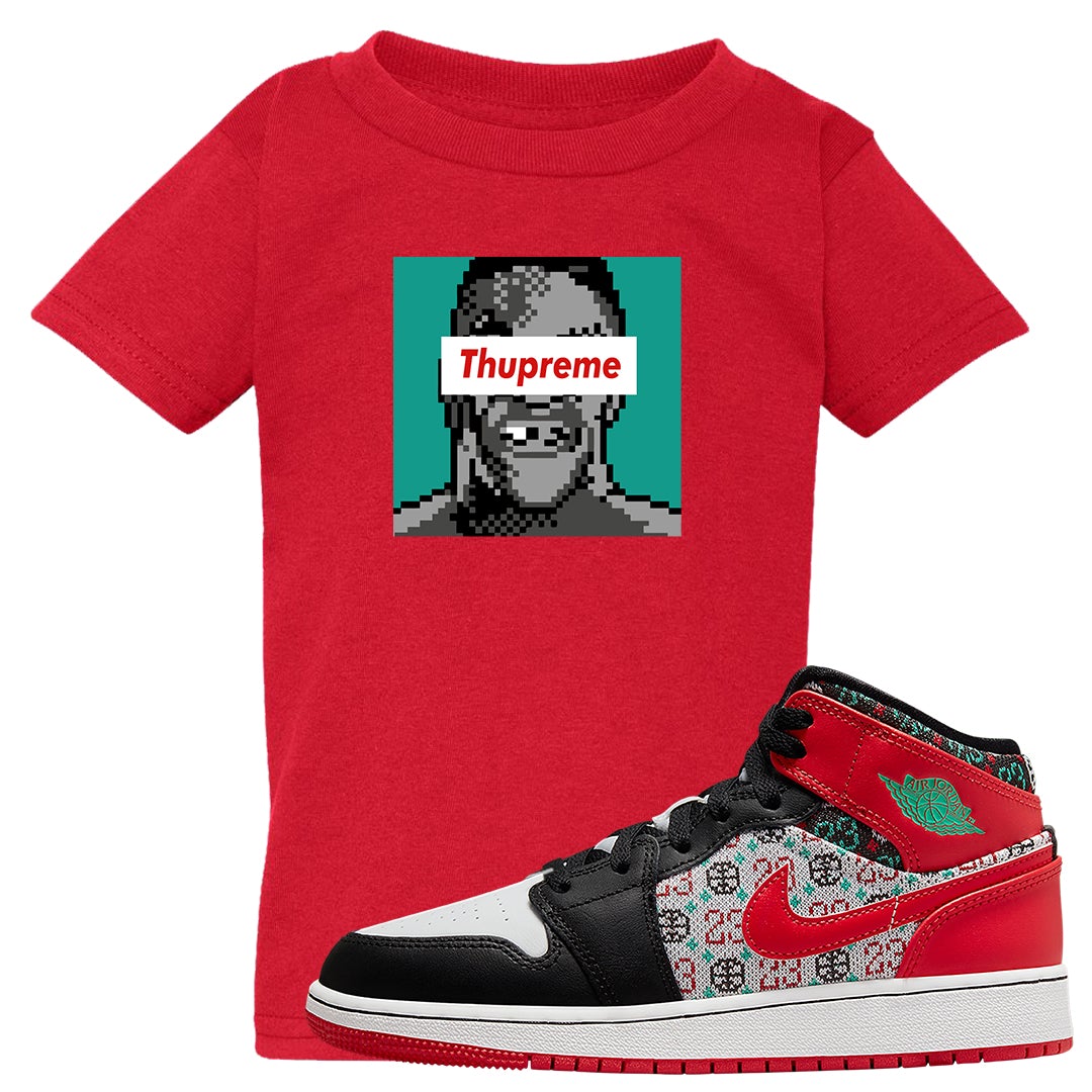Ugly Sweater GS Mid 1s Kid's T Shirt | Thupreme, Red